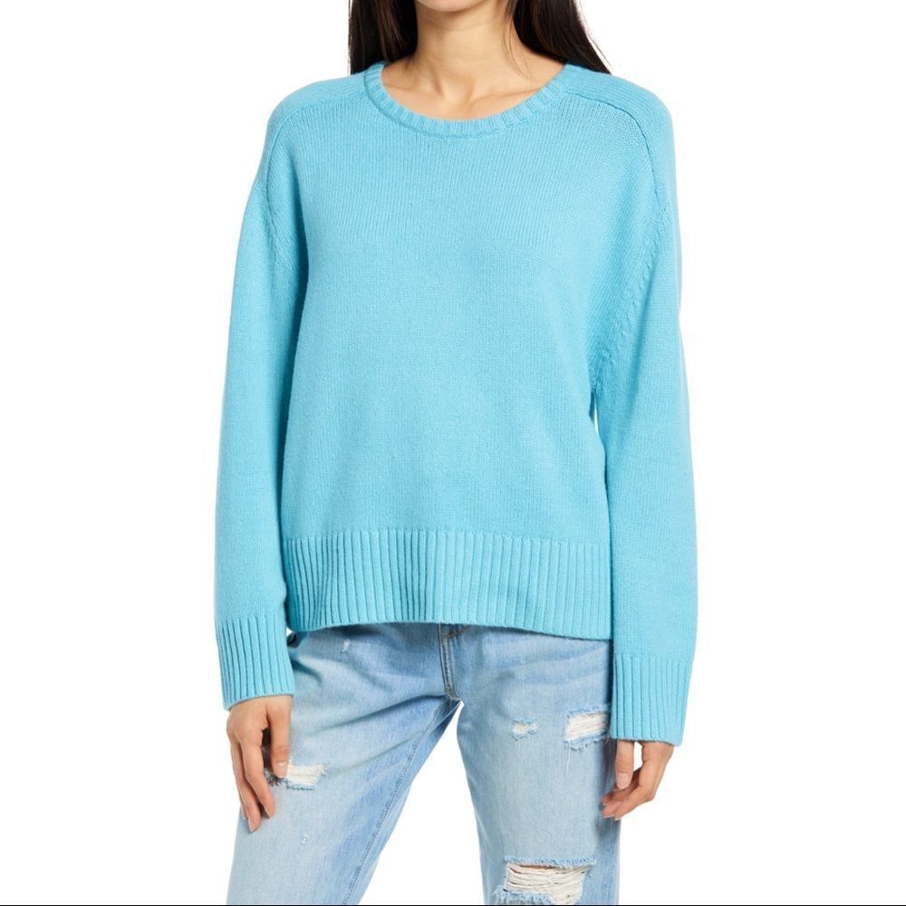 Nordstrom Treasure & Bond Saddle Sleeve Pullover Sweater in Blue Milky